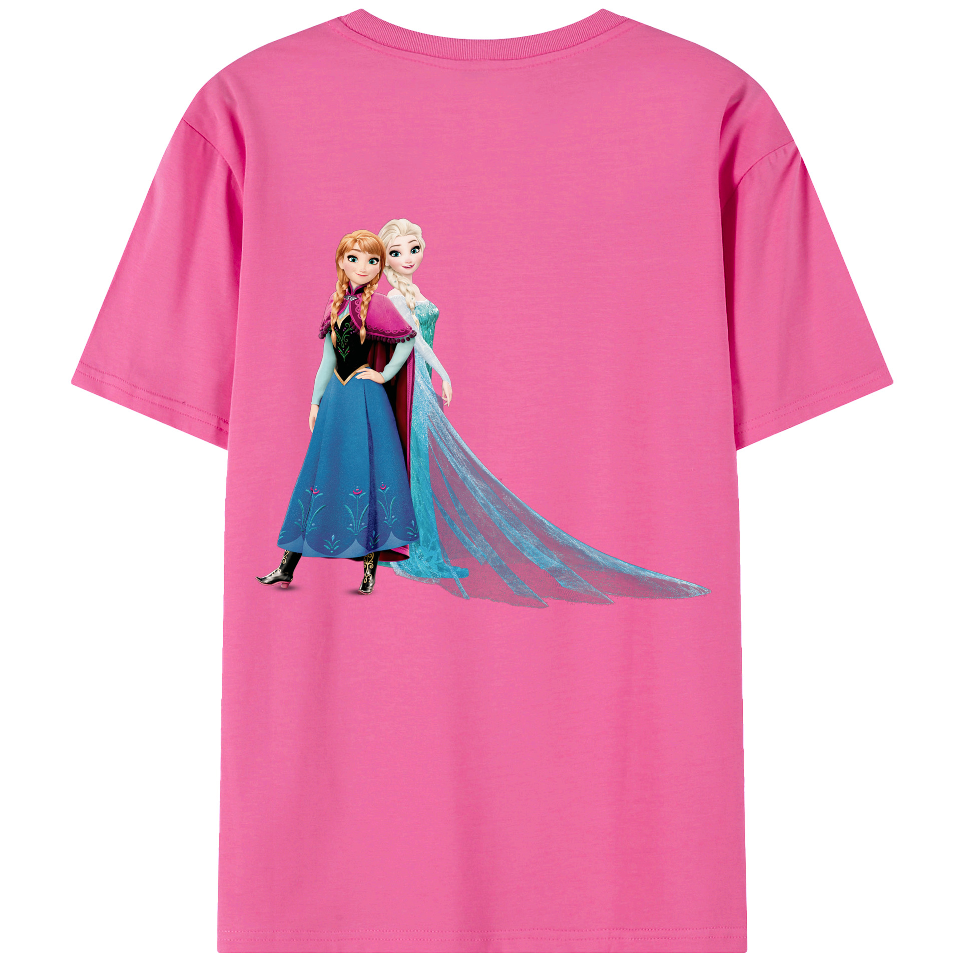 （画像用） アナと雪の女王 アンナ エルサ Frozen Anna Elsa レディース半袖Tシャツ(バックプリント)